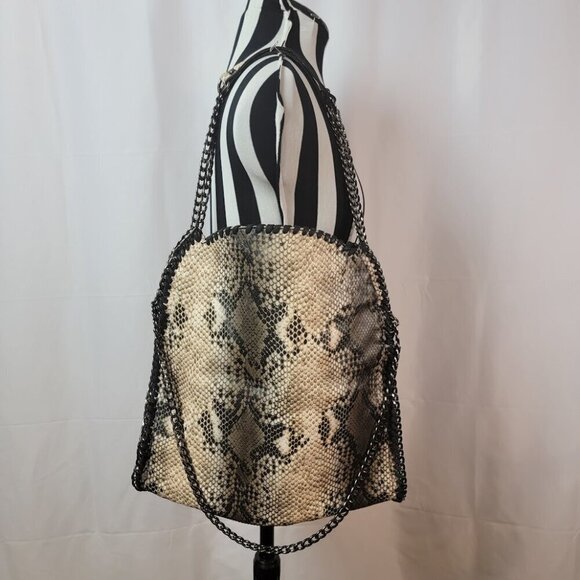 Steve Madden Faux Python Bag with Chain Handles and Shoulder Strap - Picture 2 of 14